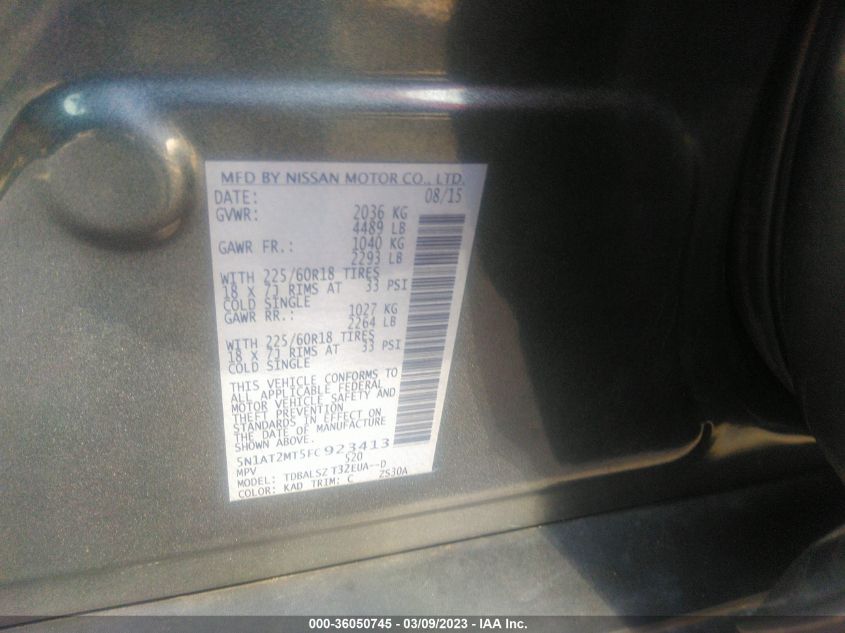 2015 NISSAN ROGUE SL - 5N1AT2MT5FC923413
