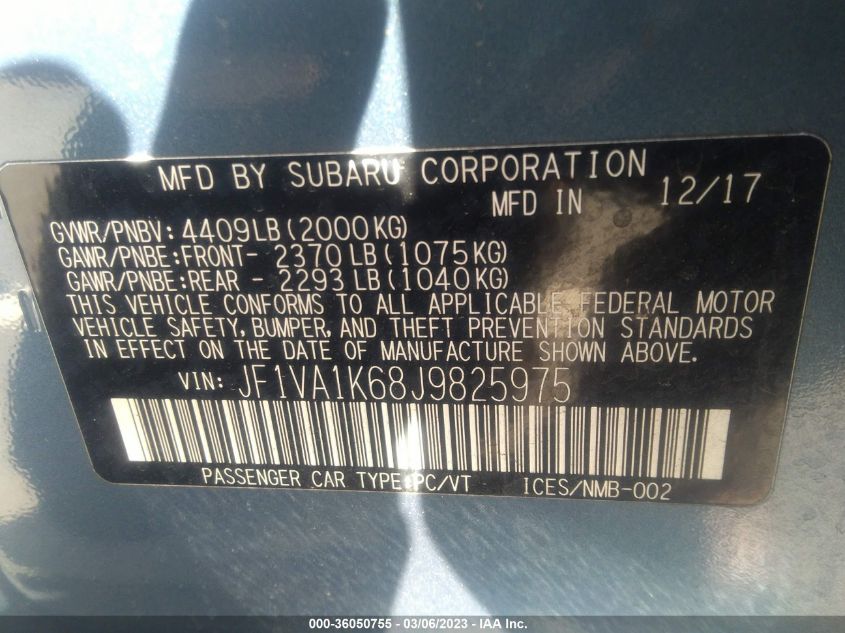 2018 SUBARU WRX LIMITED - JF1VA1K68J9825975