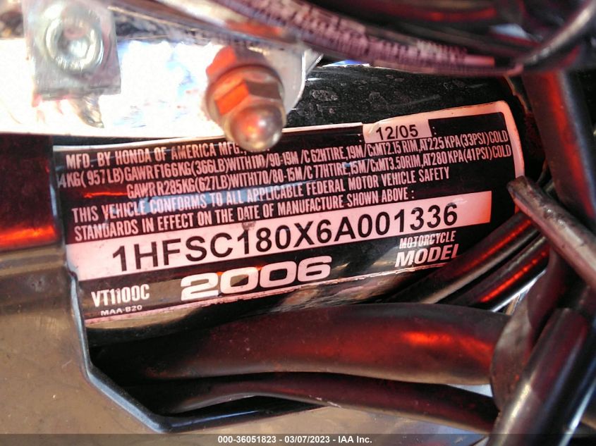 2006 HONDA VT1100 C - 1HFSC180X6A001336
