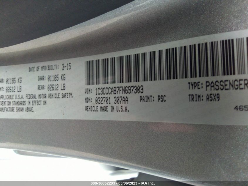 2015 CHRYSLER 200 LIMITED - 1C3CCCAB7FN697303