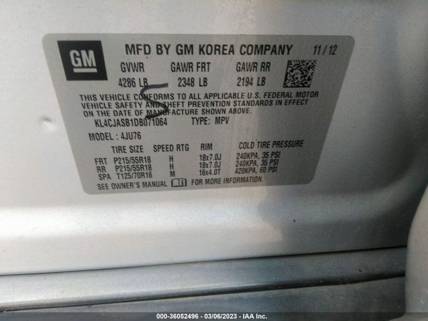2013 BUICK ENCORE - KL4CJASB1DB071064