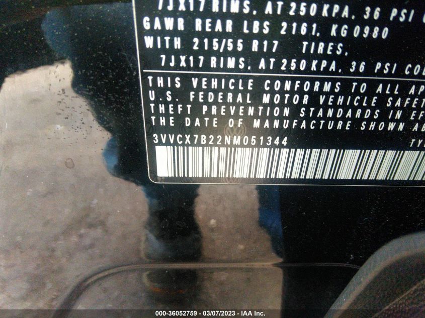 2022 VOLKSWAGEN TAOS S - 3VVCX7B22NM051344