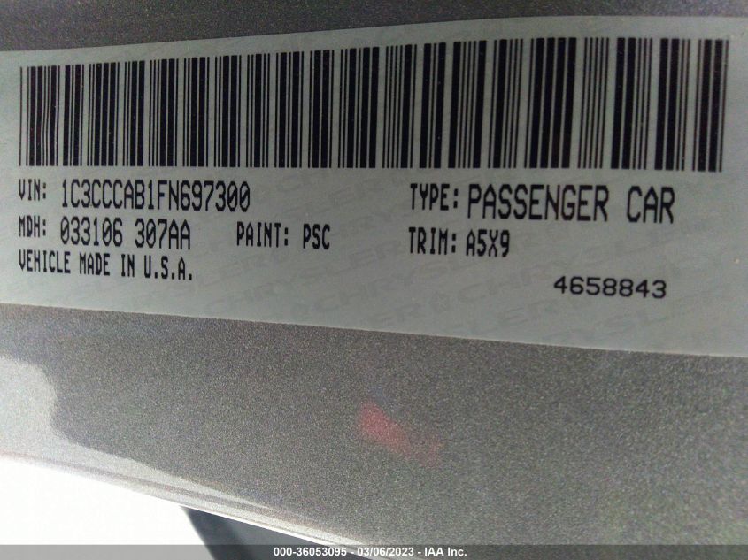 2015 CHRYSLER 200 LIMITED - 1C3CCCAB1FN697300