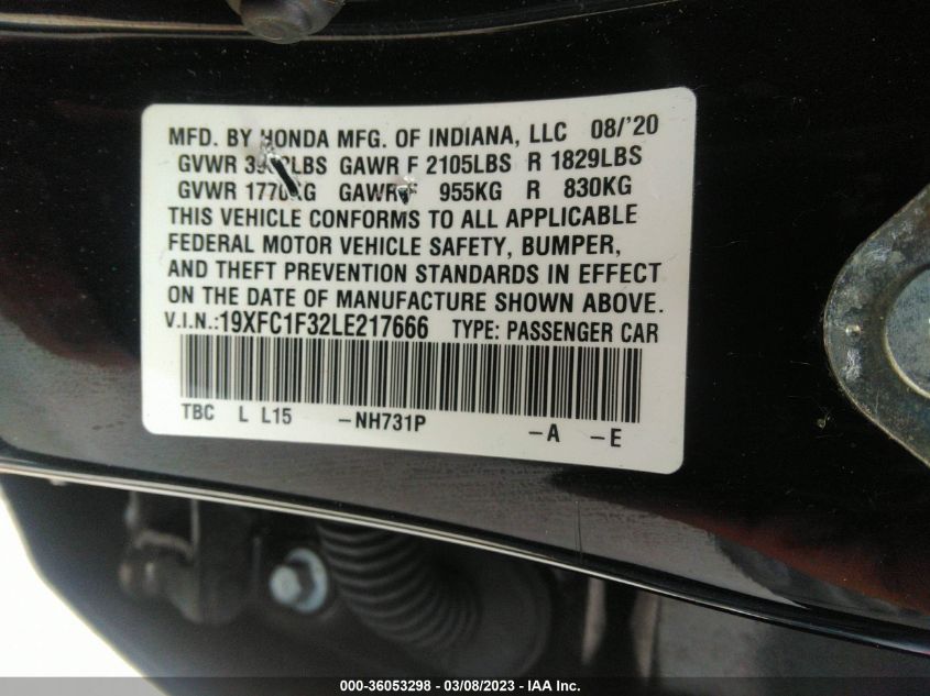 2020 HONDA CIVIC SEDAN EX - 19XFC1F32LE217666
