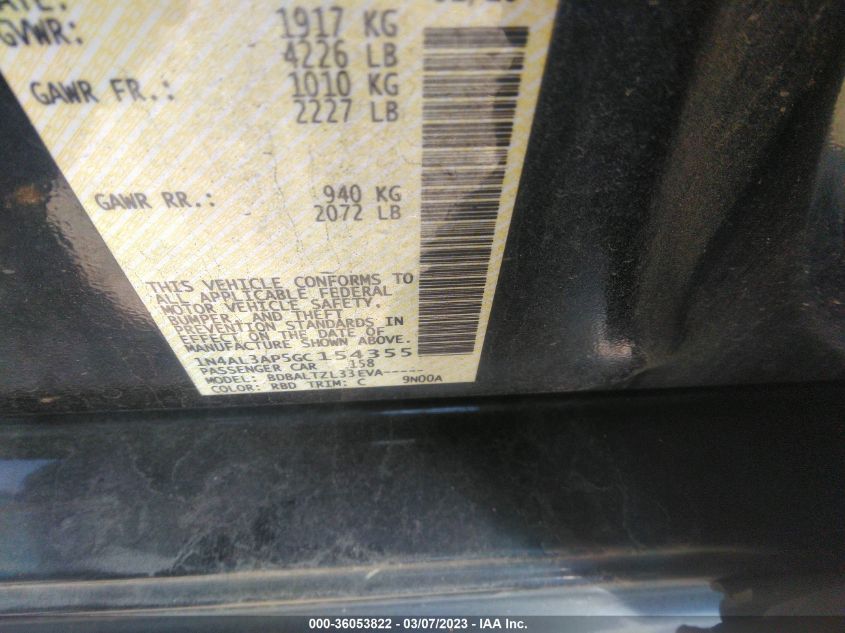 2016 NISSAN ALTIMA 2.5 SL - 1N4AL3AP5GC154355