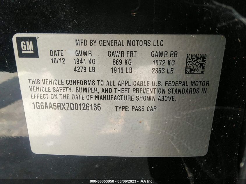 2013 CADILLAC ATS - 1G6AA5RX7D0126136