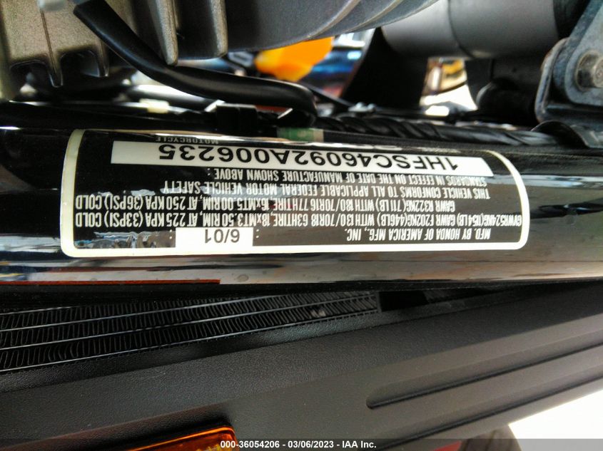 2002 HONDA VTX1800 C 1HFSC46092A006235