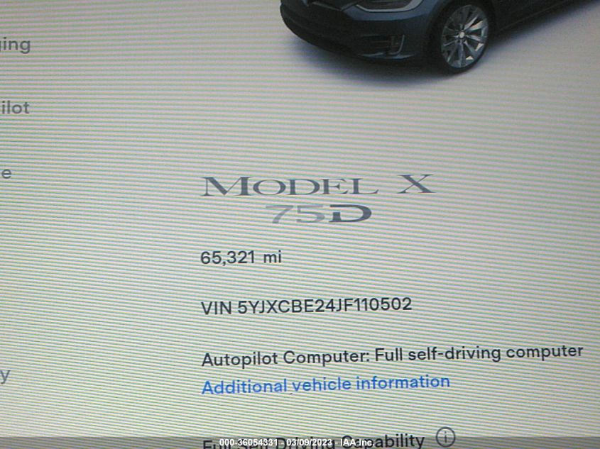 2018 TESLA MODEL X 75D/100D/P100D - 5YJXCBE24JF110502