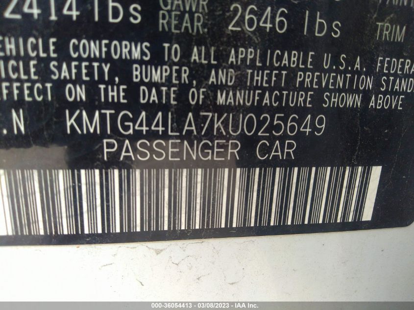 2019 GENESIS G70 2.0T ADVANCED - KMTG44LA7KU025649