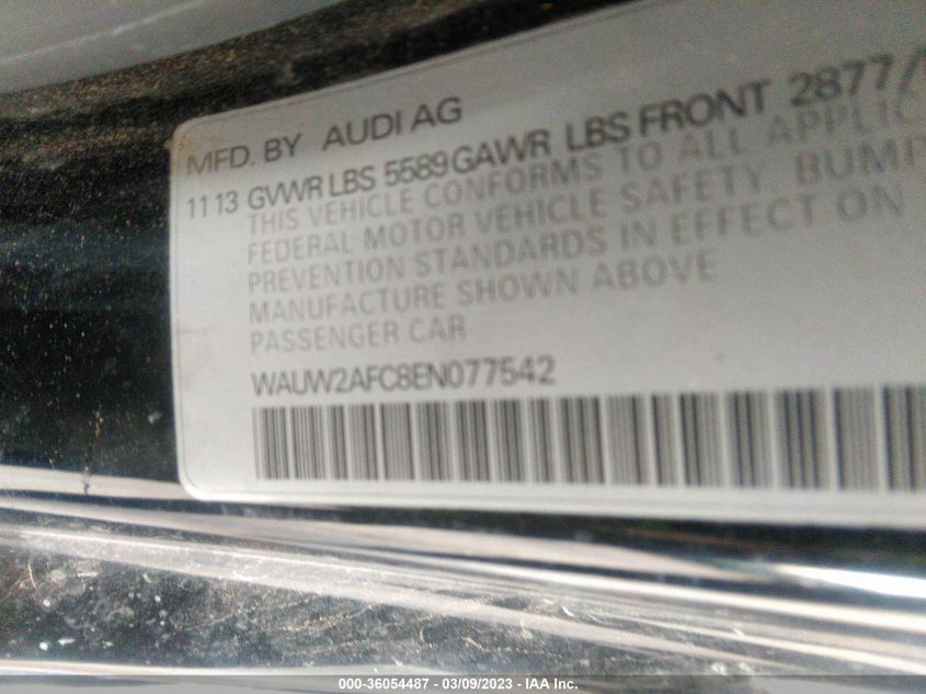 2014 AUDI S7 PRESTIGE WAUW2AFC8EN077542