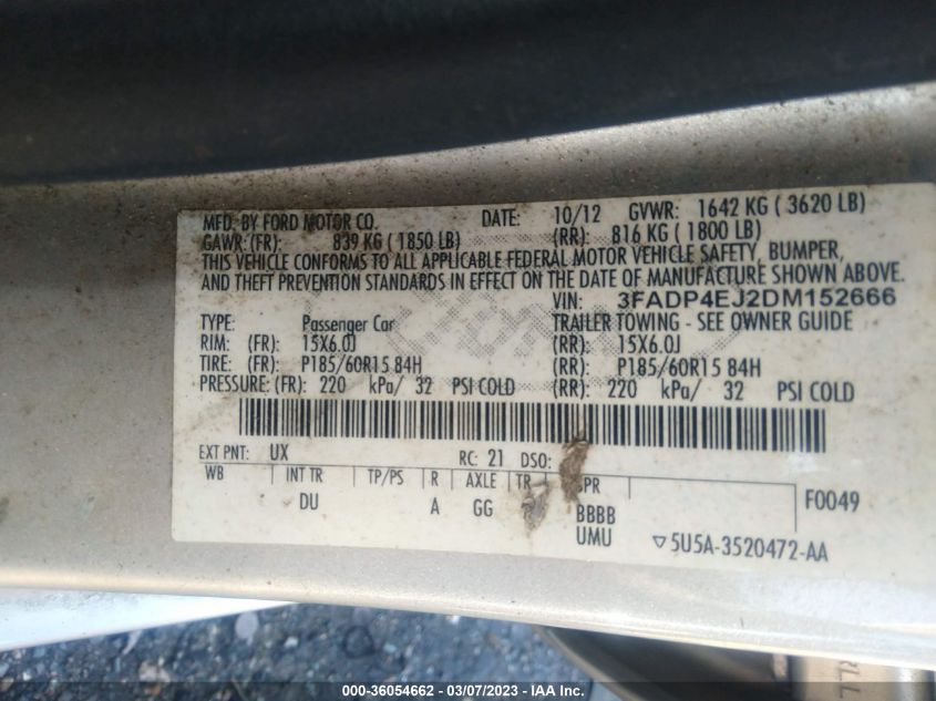 2013 FORD FIESTA SE - 3FADP4EJ2DM152666