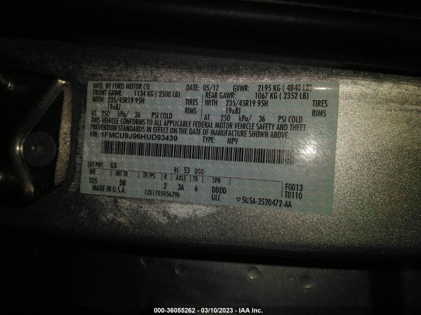 2017 FORD ESCAPE TITANIUM - 1FMCU9J96HUD93439