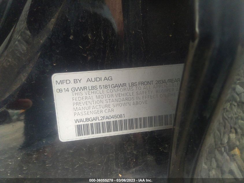 2015 AUDI S4 PREMIUM PLUS - WAUBGAFL2FA045081