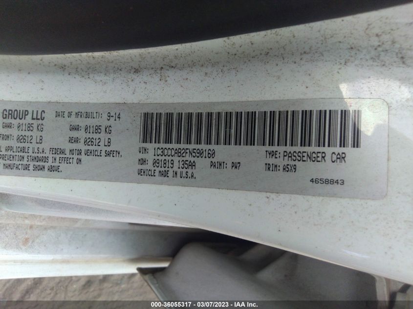 2015 CHRYSLER 200 LIMITED - 1C3CCCAB2FN590160