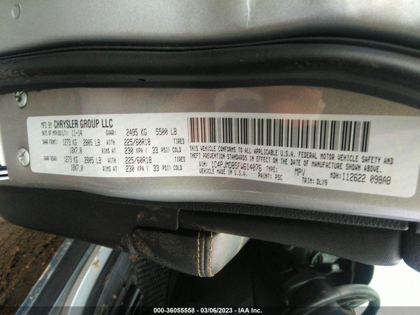 2015 JEEP CHEROKEE LIMITED - 1C4PJMDB5FW614076