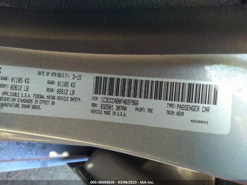 2015 CHRYSLER 200 LIMITED - 1C3CCCAB0FN697966