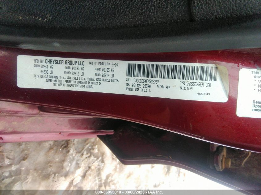 2015 CHRYSLER 200 S - 1C3CCCDG4FN522787