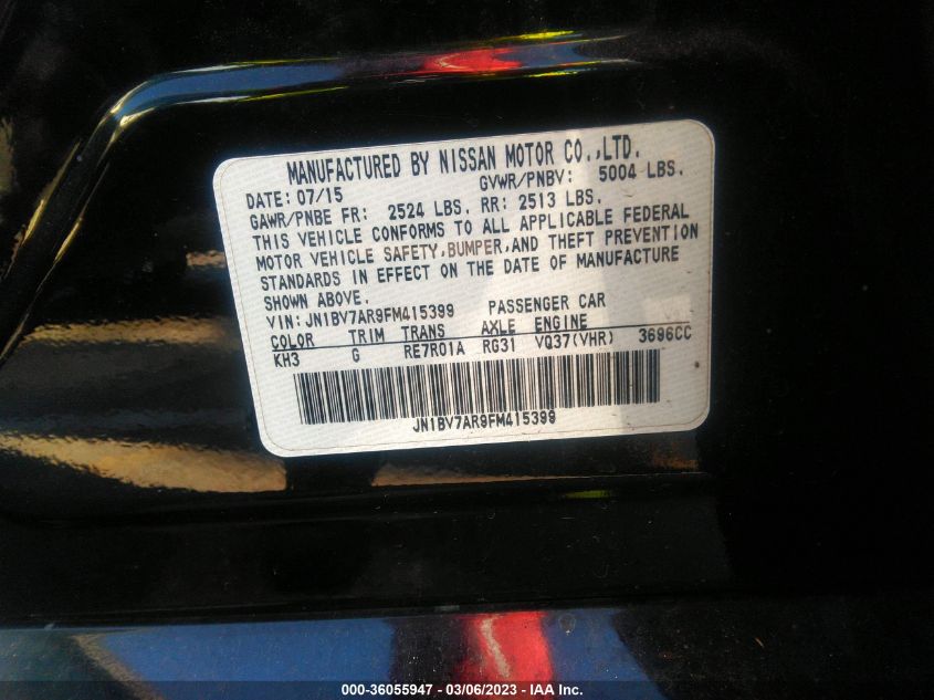 2015 INFINITI Q50 - JN1BV7AR9FM415399
