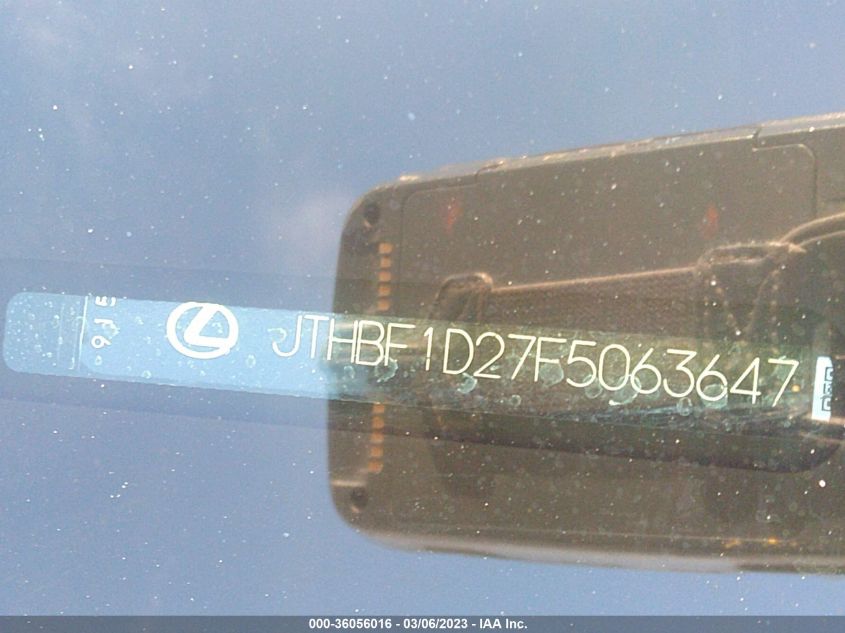 2015 LEXUS IS 250 - JTHBF1D27F5063647