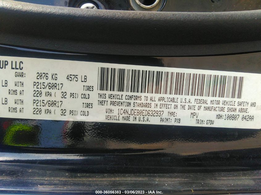 2014 JEEP COMPASS LATITUDE - 1C4NJDEB0ED632937
