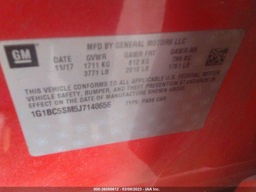 2018 CHEVROLET CRUZE LS - 1G1BC5SM5J7140656