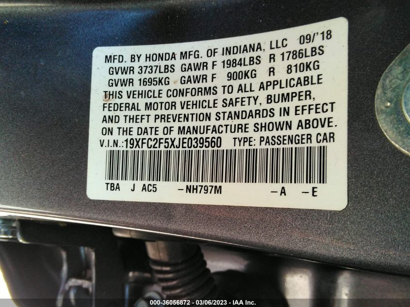 2018 HONDA CIVIC SEDAN LX - 19XFC2F5XJE039560