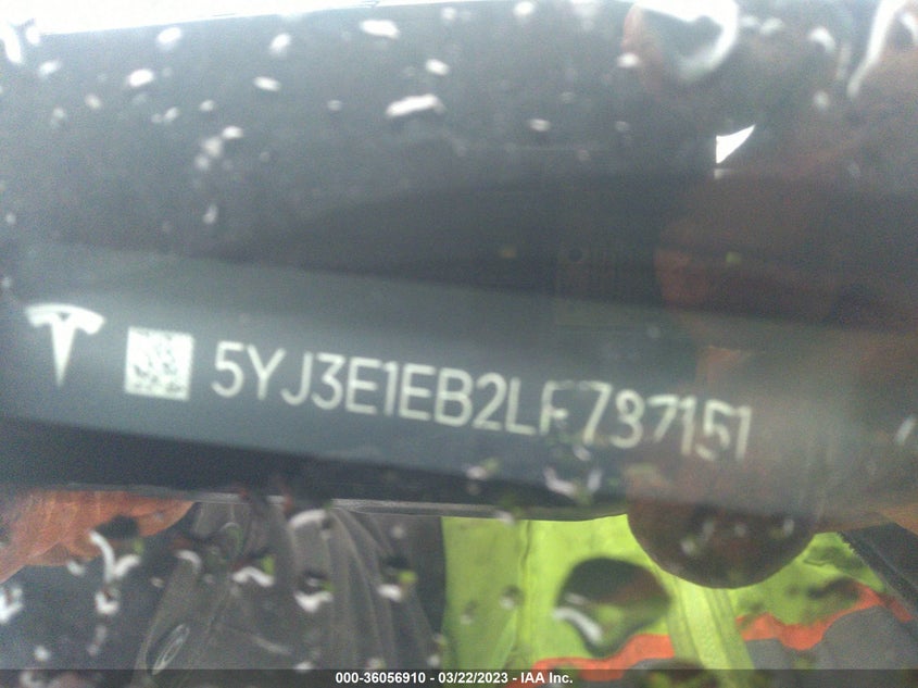 VIN 5YJ3E1EB2LF787151 2020 TESLA MODEL 3 LONG RANGE