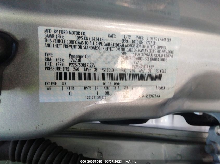 2013 FORD C-MAX HYBRID SE - 1FADP5AUXDL512578