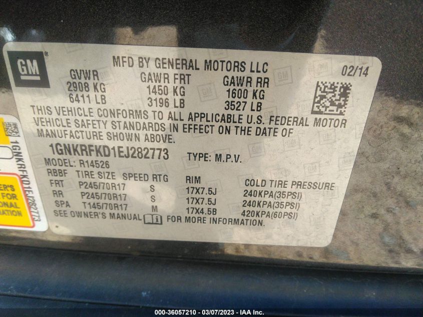 2014 CHEVROLET TRAVERSE LS - 1GNKRFKD1EJ282773