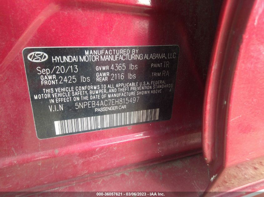 2014 HYUNDAI SONATA GLS - 5NPEB4AC7EH815497