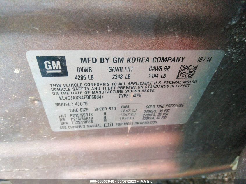 2015 BUICK ENCORE - KL4CJASB4FB066847