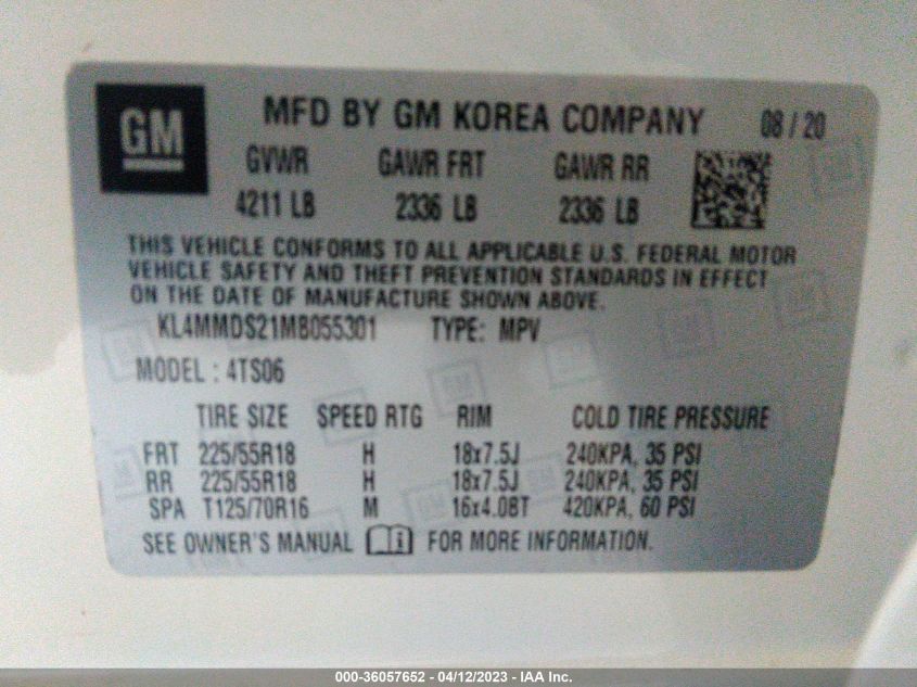 2021 BUICK ENCORE GX SELECT - KL4MMDS21MB055301