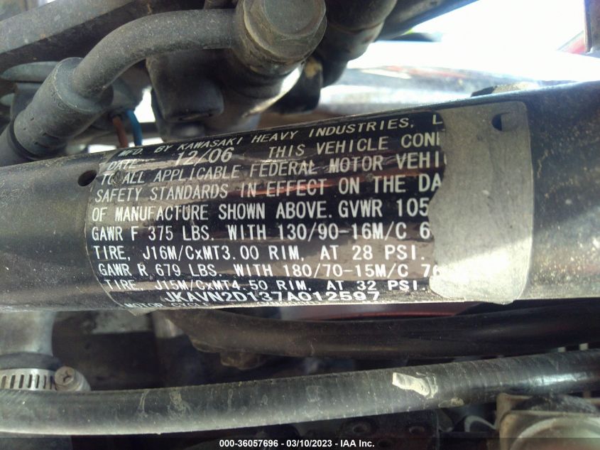 2007 KAWASAKI VN900 D - JKAVN2D137A012597