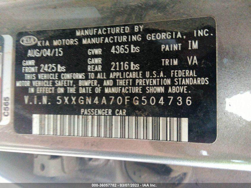 2015 KIA OPTIMA EX - 5XXGN4A70FG504736
