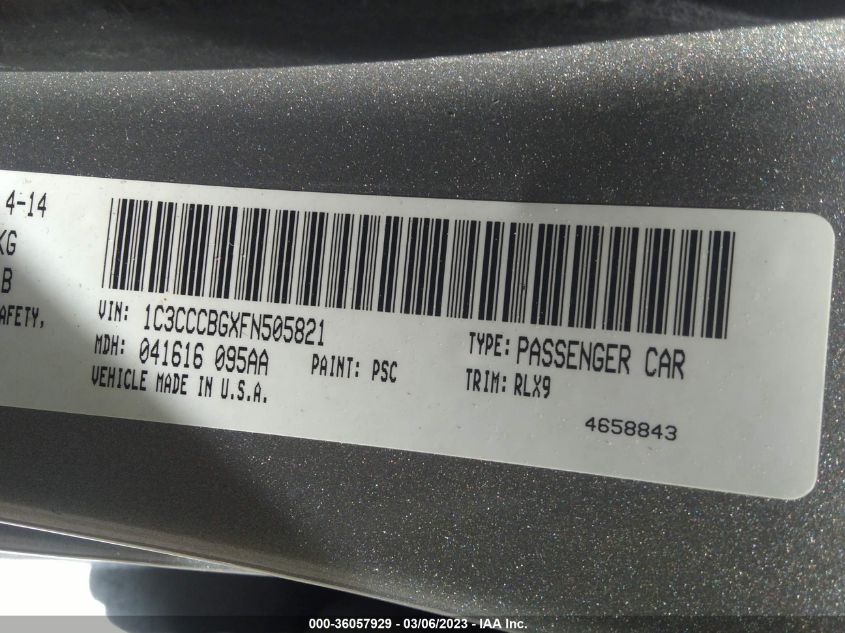 2015 CHRYSLER 200 S - 1C3CCCBGXFN505821
