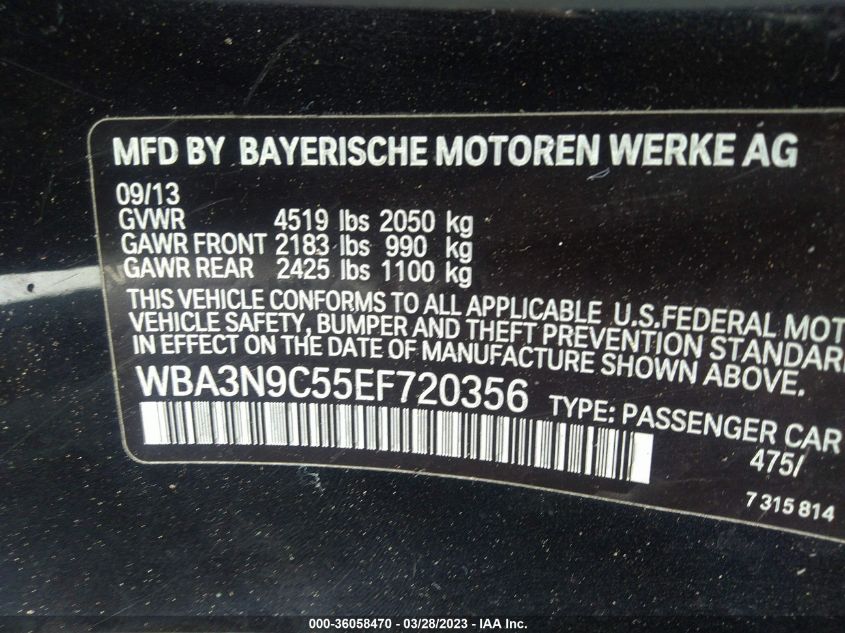 VIN WBA3N9C55EF720356 2014 BMW 4 SERIES no.9