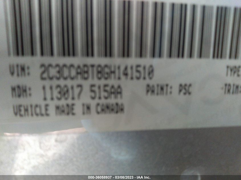 2016 CHRYSLER 300 300S - 2C3CCABT8GH141510