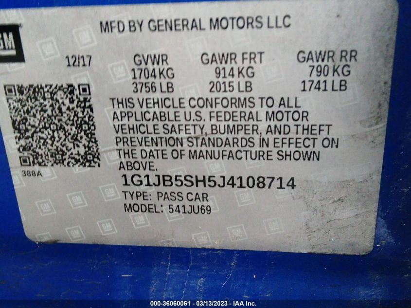 2018 CHEVROLET SONIC LS - 1G1JB5SH5J4108714