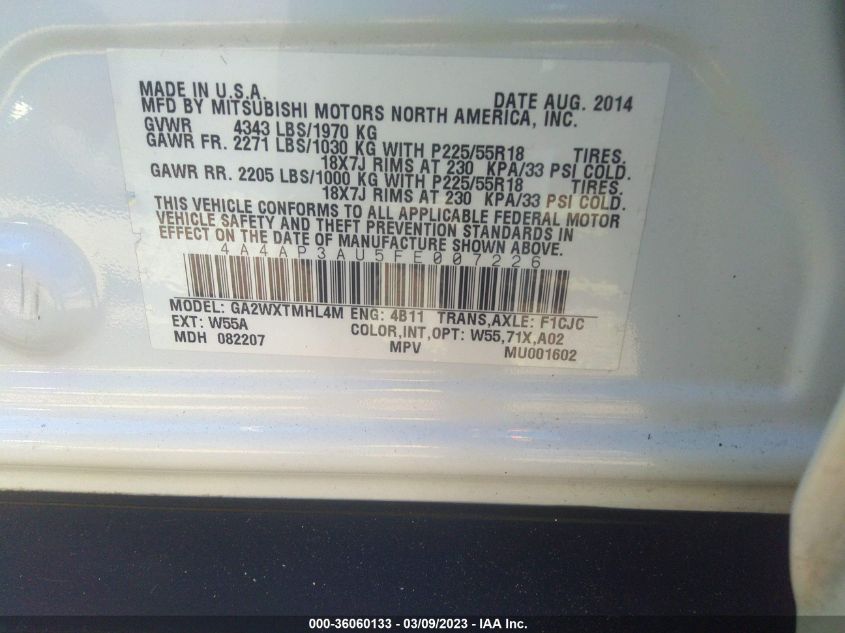 2015 MITSUBISHI OUTLANDER SPORT ES - 4A4AP3AU5FE007226