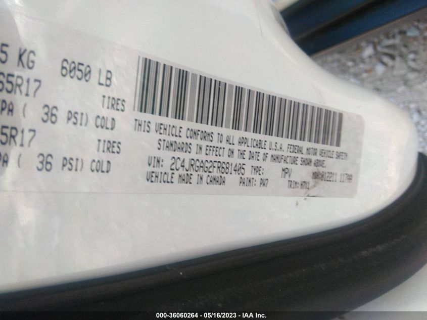 2015 RAM CARGO VAN TRADESMAN 2C4JRGAG2FR681405