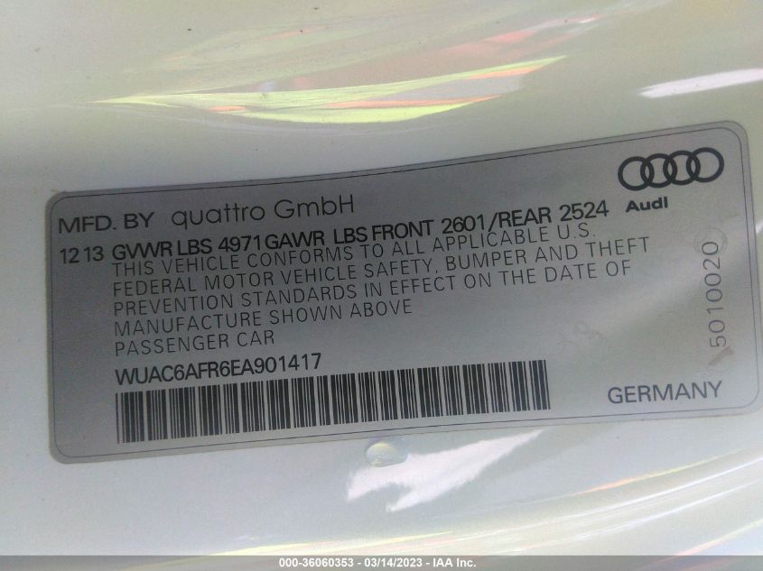 2014 AUDI RS 5 - WUAC6AFR6EA901417