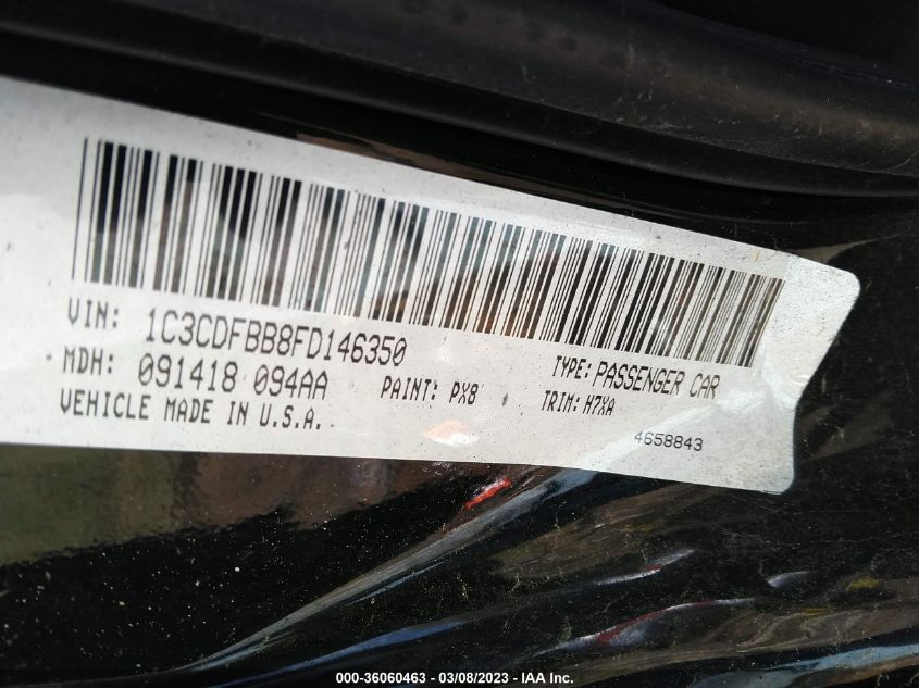 2015 DODGE DART SXT - 1C3CDFBB8FD146350