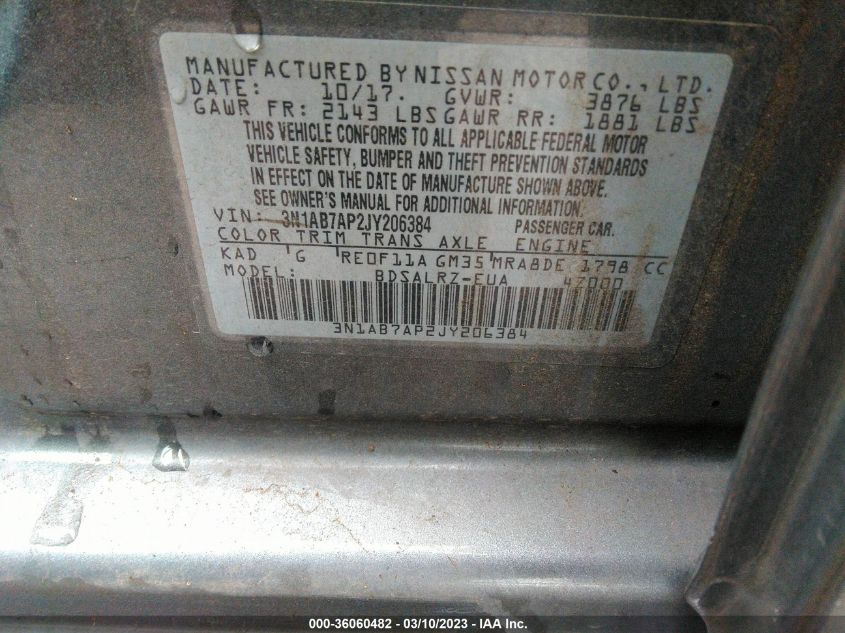 2018 NISSAN SENTRA SR - 3N1AB7AP2JY206384