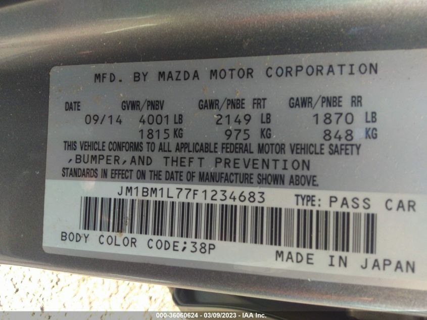 2015 MAZDA MAZDA3 I TOURING - JM1BM1L77F1234683