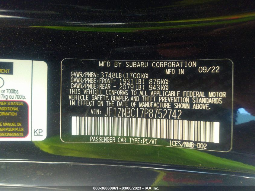 2023 TOYOTA GR86 - JF1ZNBC17P8752742