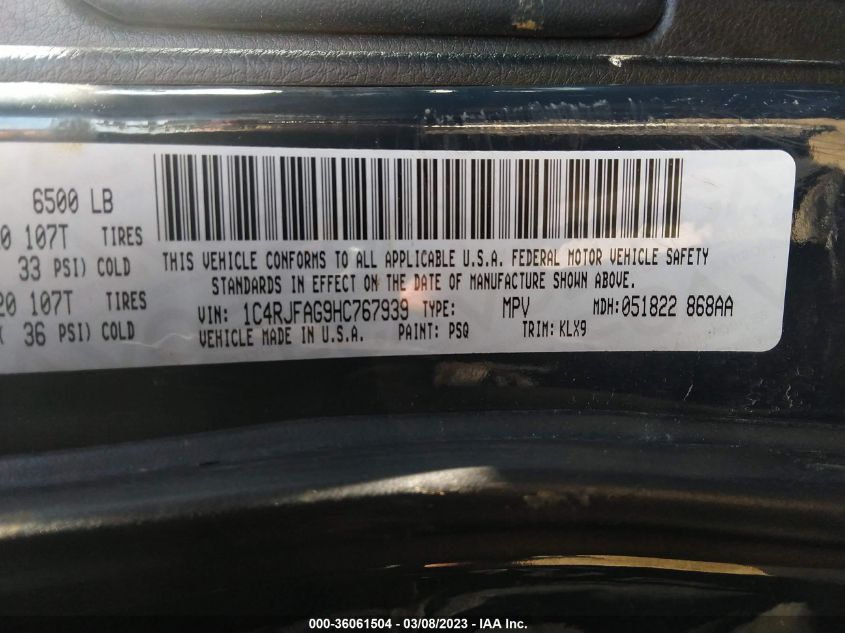 2017 JEEP GRAND CHEROKEE ALTITUDE - 1C4RJFAG9HC767939