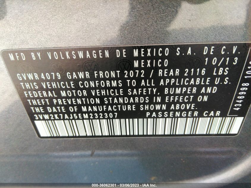 2014 VOLKSWAGEN JETTA SEDAN S - 3VW2K7AJ5EM232307