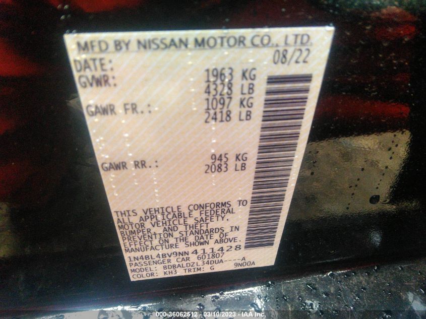 2022 NISSAN ALTIMA 2.5 S - 1N4BL4BV9NN411428