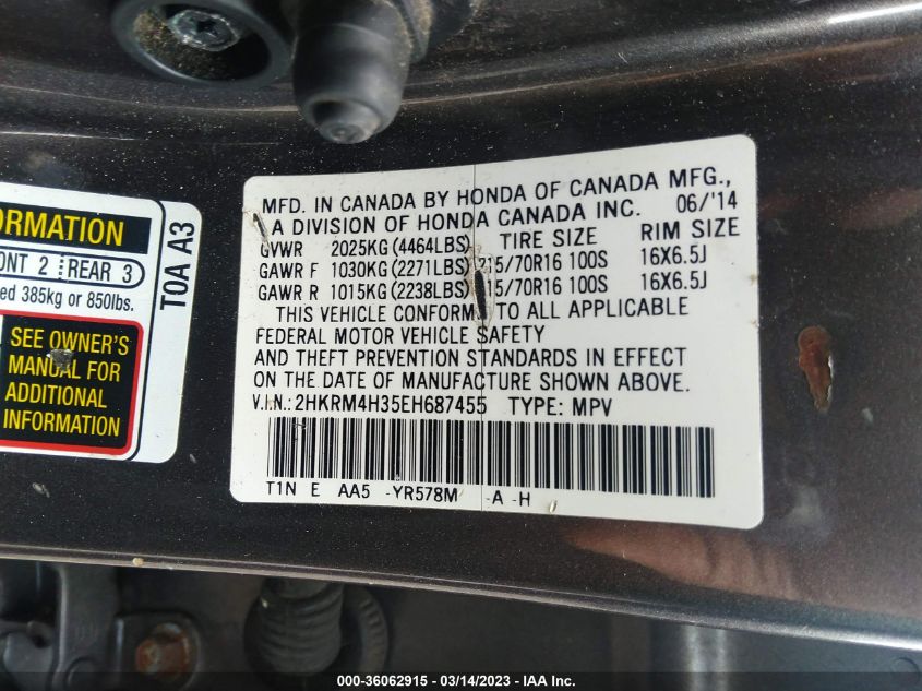 2014 HONDA CR-V LX - 2HKRM4H35EH687455