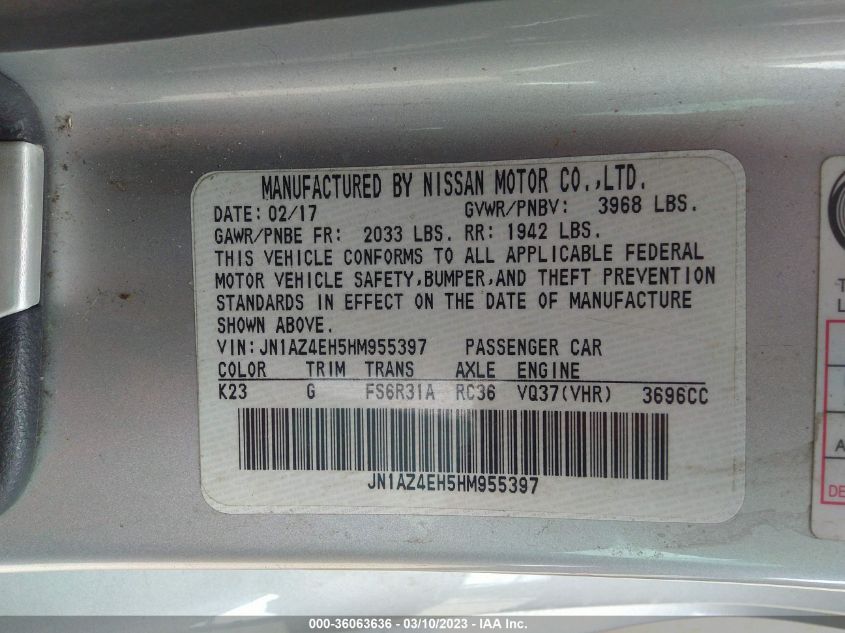 2017 NISSAN 370Z - JN1AZ4EH5HM955397